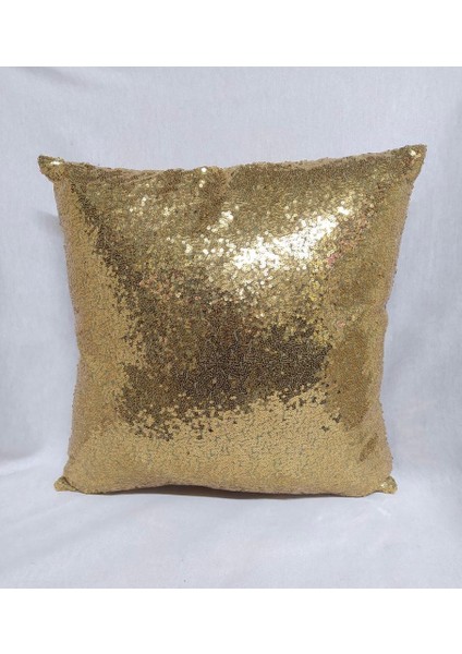 Pullu Payetli Kırlent Kılıfı - Gold Renk
