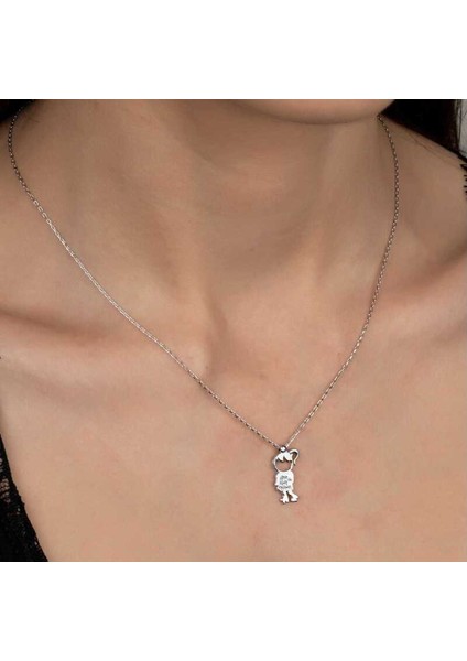 Swarovski Taşlı Çocuk 925 Ayar Gümüş Kolye