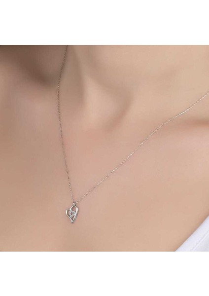 Swarovski Taşlı Kalp 925 Ayar Gümüş Kolye