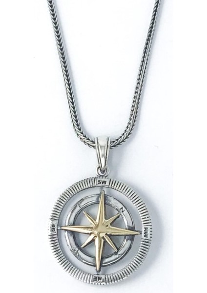 Pusula 925 Ayar Gümüş Kolye