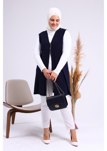 Kadın Büyük Beden Üç Düğmeli Likralı Yelek modelleri