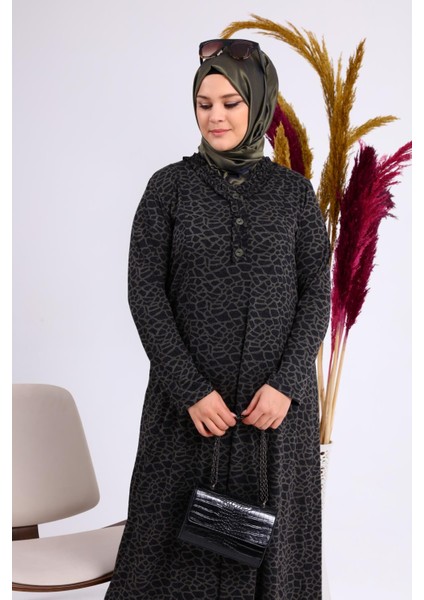 Kadın Büyük Beden Leopar Desenli Anne Elbisesi Kışlık fiyatları