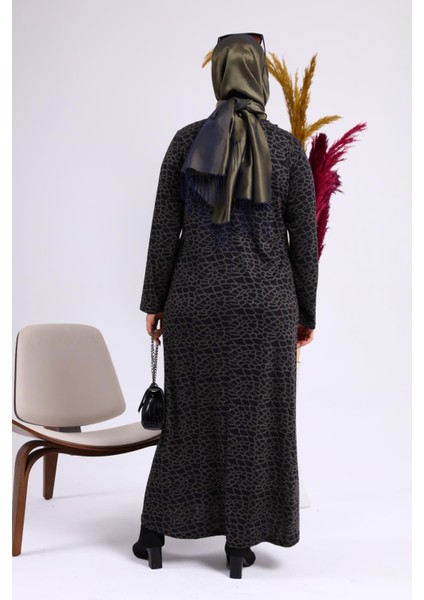 Kadın Büyük Beden Leopar Desenli Anne Elbisesi Kışlık fırsatları