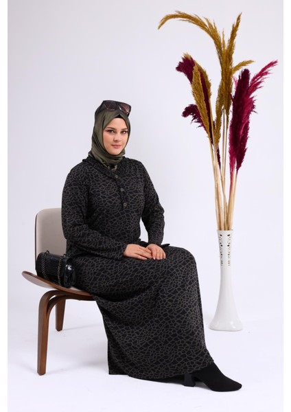 Kadın Büyük Beden Leopar Desenli Anne Elbisesi Kışlık indirimleri