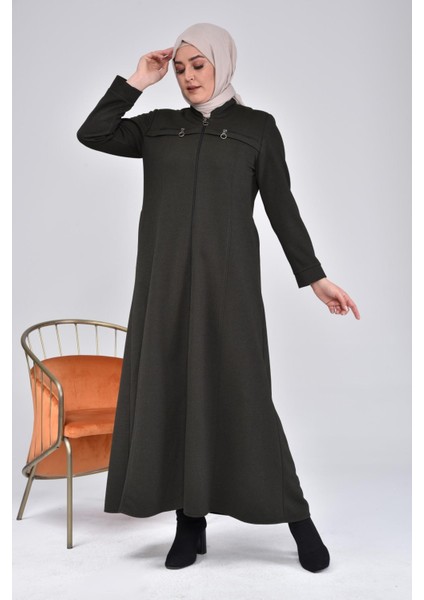 Kadın Büyük Beden Kışlık Pardesü Fermuarlı Tasarım %92 Viskon 149 cm Uzunluk fiyatları