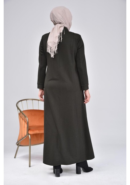 Kadın Büyük Beden Kışlık Pardesü Fermuarlı Tasarım %92 Viskon 149 cm Uzunluk indirimleri