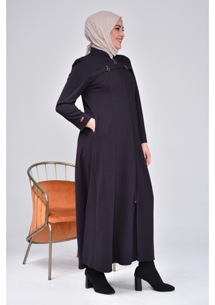 Kadın Büyük Beden Fermuarlı Kışlık Kaban %92 Viskon Nefes Alabilir Kumaş modelleri