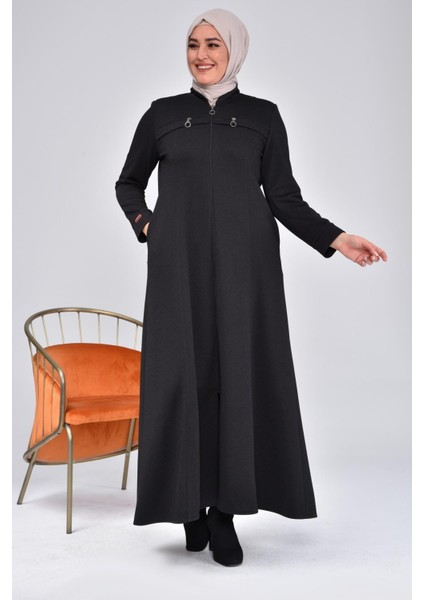 Kadın Büyük Beden Fermuarlı Kışlık Kaban Pardesü modelleri