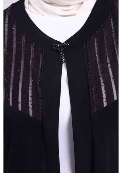 Kadin Buyuk Beden Transparan Taşlı Uzun Yelek fiyatları