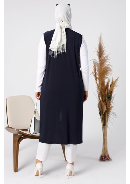 Kadin Buyuk Beden Transparan Taşlı Uzun Yelek fırsatları