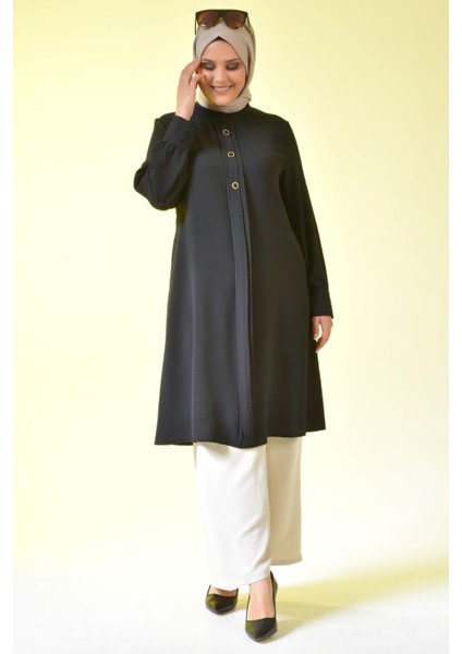 Kadın Büyük Beden Tesettür Tunik Düğmeli Ayrobin Kumaş modelleri
