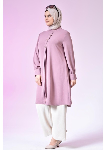 Kadın Büyük Beden Tesettür Tunik Düğmeli Ayrobin Kumaş fırsatları