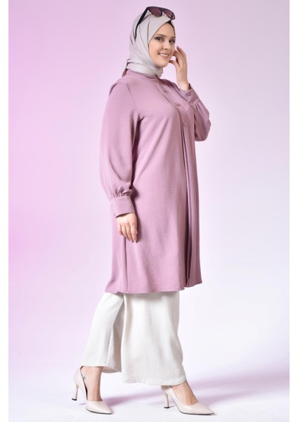 Kadın Büyük Beden Tesettür Tunik Düğmeli Ayrobin Kumaş indirimleri