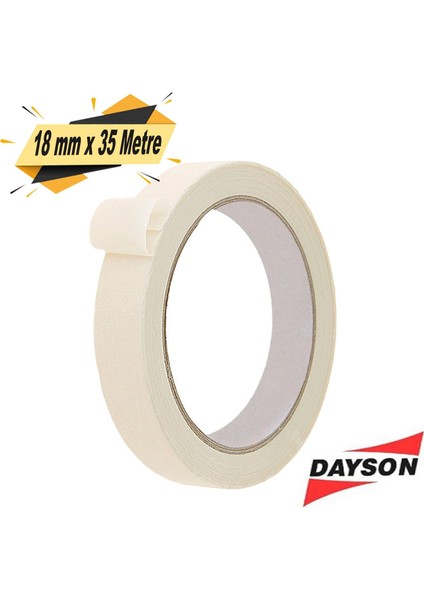 Dayson Maskeleme Bandı Kağıt Bant Beyaz 18 mm x 35 Metre
