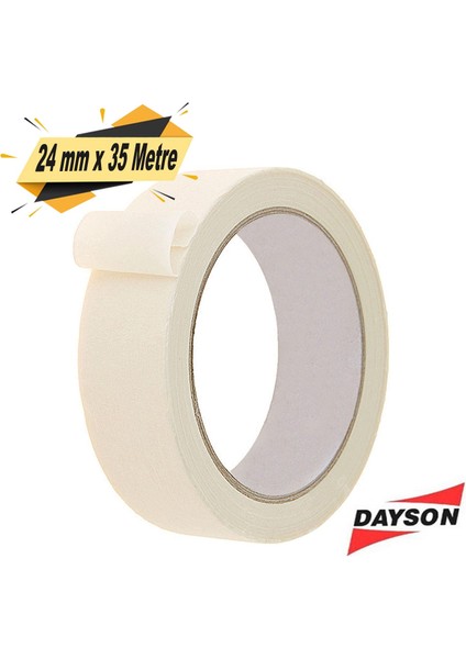 Dayson Maskeleme Bandı Kağıt Bant Beyaz 24 mm x 35 Metre