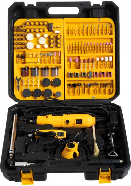 Alman SUPER500 430 Parça 500W Devir Ayarlı Çift Gravür Oyma Makinesi Dremel Taşlama Zımpara Seti