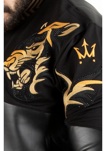 Geometrik Desenli Taşlı Suni Deri Erkek Mont 2200367 fırsatları