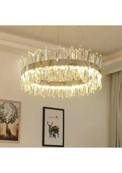 Luna Lighting Modern Kristal Avize Kristal Taşlı 3 Renk 60 Lık Avize