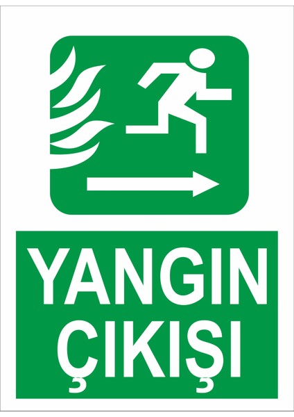 Yangın Çıkışı Sağ Yön Iş Güvenliği ve Uyarı Levhaları