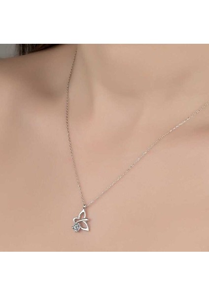 Swarovski Taşlı Yusufçuk 925 Ayar Gümüş Kolye