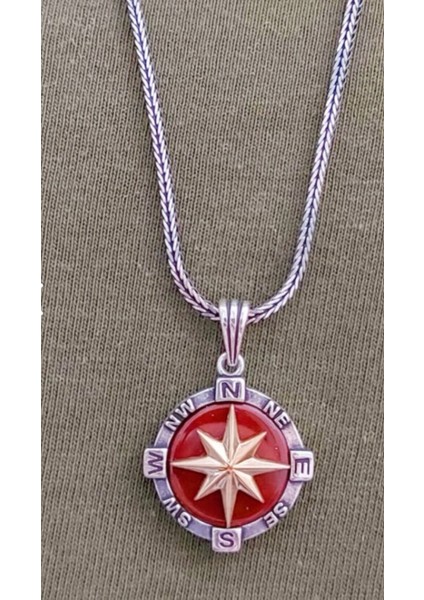 Pusula 925 Ayar Gümüş Kolye