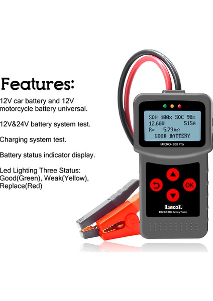 12 V Araba Motosiklet Dijitalakü Test Cihazı Sae Cca Jıs (Yurt Dışından)