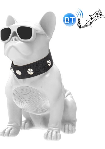 CH-M10 Bulldog Şekli Stereo Kablosuz Bluetooth Hoparlör Tf Kart / U Disk / Fm - Beyaz (Yurt Dışından)