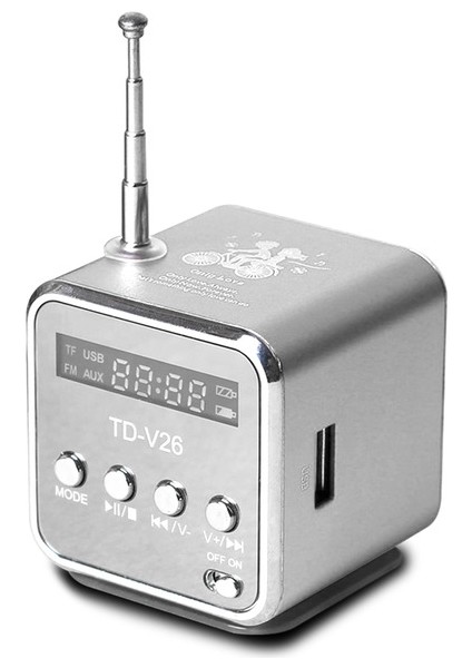 Taşınabilir Çok Fonksiyonlu Fm Radyo Hoparlörü - Gümüş (Yurt Dışından)