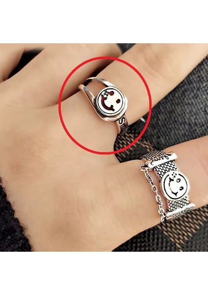 TS001285 Gülen Yüzler 925 Ayar Gümüş Kadın Yüzük Ayarlanabilir fiyatları