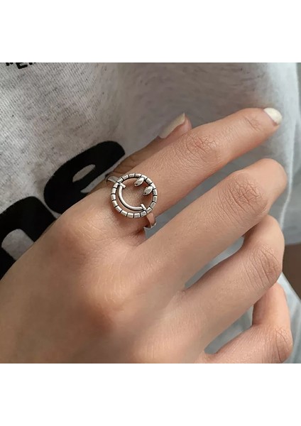 TS001293 Gülen Yüzler 2'li Set 925 Ayar Gümüş Kadın Yüzük Ayarlanabilir fırsatları