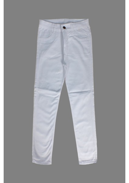 Unisex Çocuk Beyaz Keten Pantolon/ 9-12 Yaş