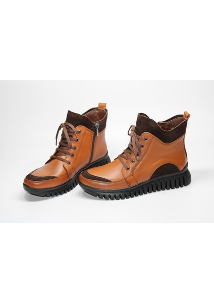 Deri Bağcık Detay Fermuarlı Kadın Taba Günlük Bot fırsatları