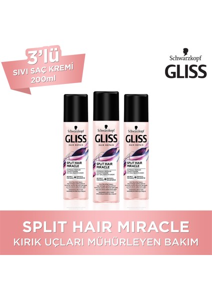 Split Hair Miracle Sıvı Saç Kremi 200 Ml X 3 Adet