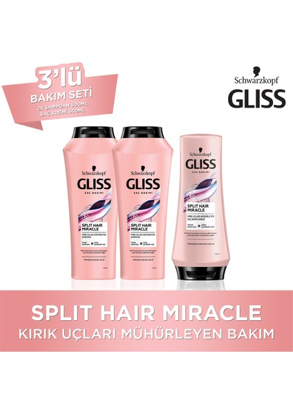 Split Hair Miracle Şampuan 500 Ml X 2 Adet + Split Hair Miracle Saç Kremi 360 Ml