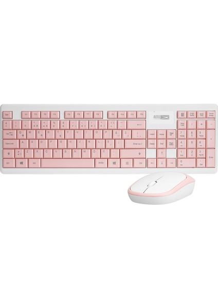 ALBC6314 Pembe/beyaz 2.4ghz 1200DPI Mouse Türkçe Q Kablosuz Klavye + Mouse Set