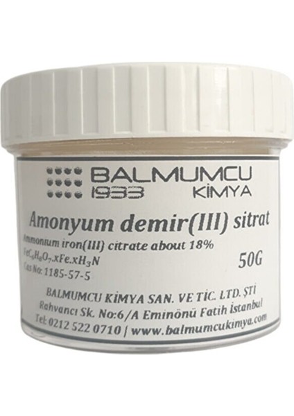 Amonyum Demir 3 Sitrat 50G Ferrik Amonyum Sitrat