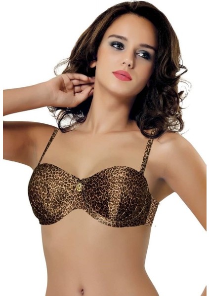 11007 Premium Dolgulu Dekolte Sütyen 75 - Leopar
