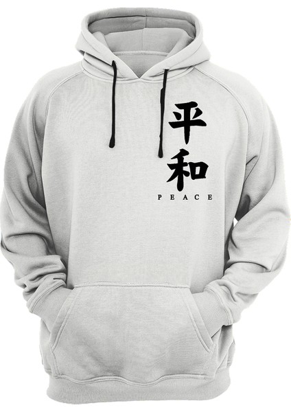 Peace Yazılı Çift Baskılı 3 Ipl. Şardonlu %100 Pamuk, Içi Polar, Çok Kalın Sweatshirt
