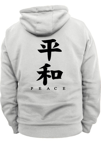 Peace Yazılı Çift Baskılı 3 Ipl. Şardonlu %100 Pamuk, Içi Polar, Çok Kalın Sweatshirt