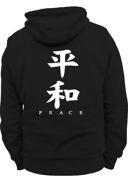 Peace Yazılı Çift Baskılı 3 Ipl. Şardonlu Kalın (600 Gr.) Içi Polar, Kapüşonlu Sweatshirt Hoodie modelleri