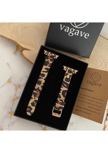Apple Watch Uyumlu 38 40 41 mm Kadın Deri Kordon Slim - Leopar Desen indirimleri