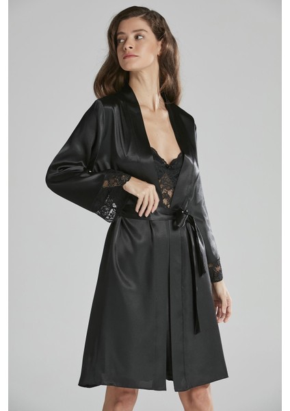 Saten Dantelli Gecelik & Sabahlık Takım - 4265