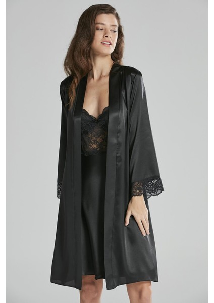 Saten Dantelli Gecelik & Sabahlık Takım - 4265 fiyatları