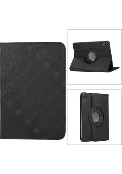 Apple iPad Mini 6. Nesil 2021 Kılıf 360° Dönebilen Akıllı Kapak Standlı Kılıf Smart Uyku Modlu Siyah
