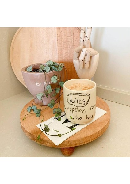 Doğal Ayaklı Ahşap Sunum Standı Tahtası Natural Renk 24 cm.