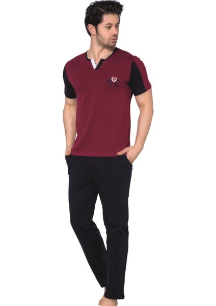 Donex 2601 Erkek Kısa Kol Pijama Takımı M - Bordo