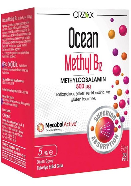 Ocean 500 Μg Methyl B12 Sprey 5 ml