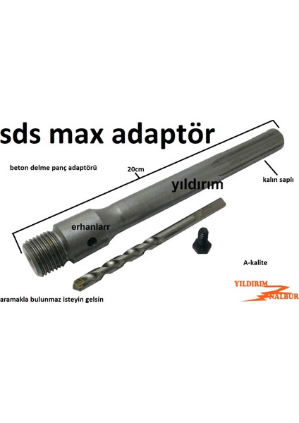 Beton Panç Duvar Delme Adaptörü 20 cm Sdsmax Kalın Adaptör Duvar Delme Panç Adaptör