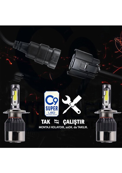 C9 H1 LED Xenon Far 9400 Lümen Ampulü Beyaz Yeni Nesil Şimşek Etkili