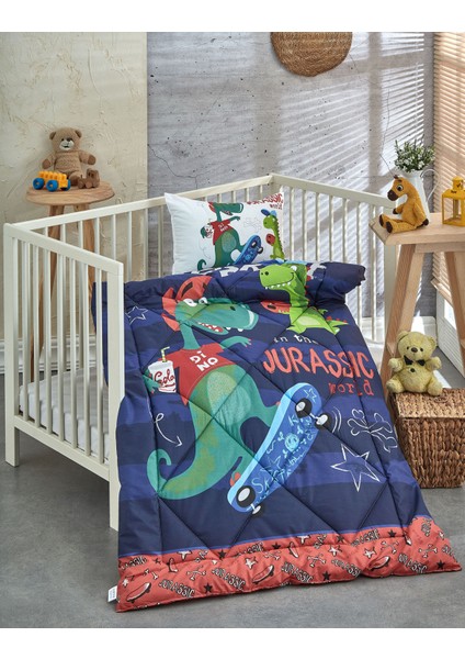 Baskılı Pamuklu Silikon Elyaf Bebek Yorganı+Yastık